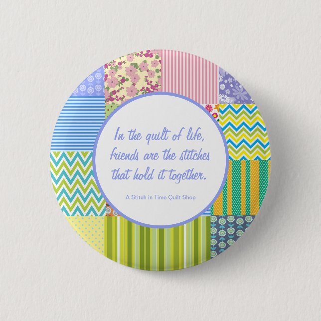Kundenspezifische Patchwork-Quilt-Shop-Werbeaktion Button (Vorderseite)
