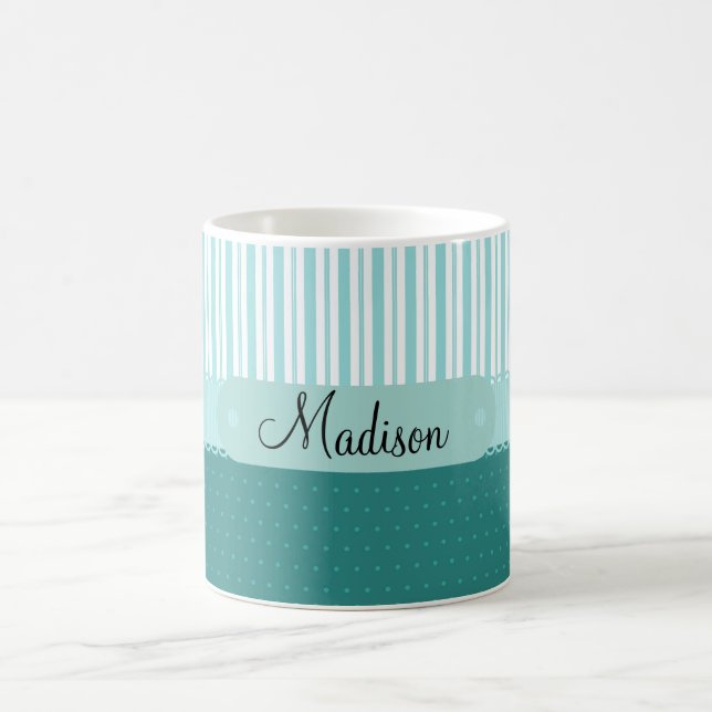 Kundenspezifische personalisierte aquamarine kaffeetasse (Mittel)
