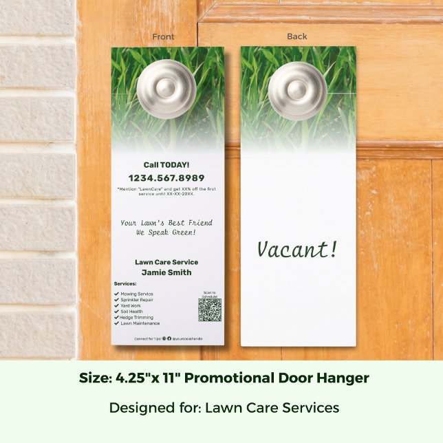 Kundenspezifische Pflegedienste Türanhänger (Lawn Care Service Promotional Custom Door Hanger; Size: 4.25 x 11 Inch)