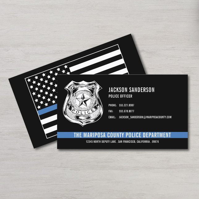 Kundenspezifische Polizeiabteilung Thin Blue Line  Visitenkarte (Custom Police Department Thin Blue Line Logo Business Card)