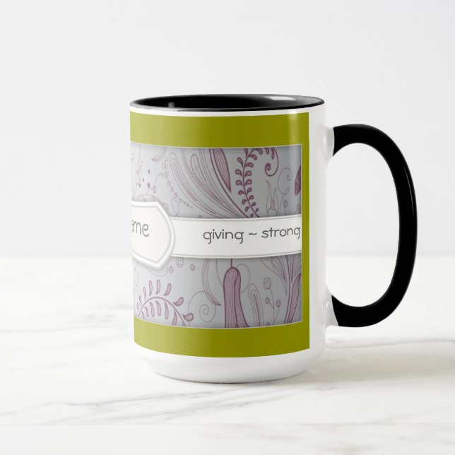 Kundenspezifische positive Bestätigung mit Blumen Tasse (Rechts)