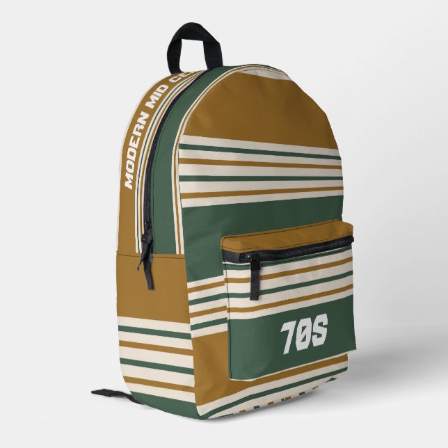 Kundenspezifische Retroliebhaber 70er Streifen Mod Bedruckter Rucksack (Rückseitige Ecke links)
