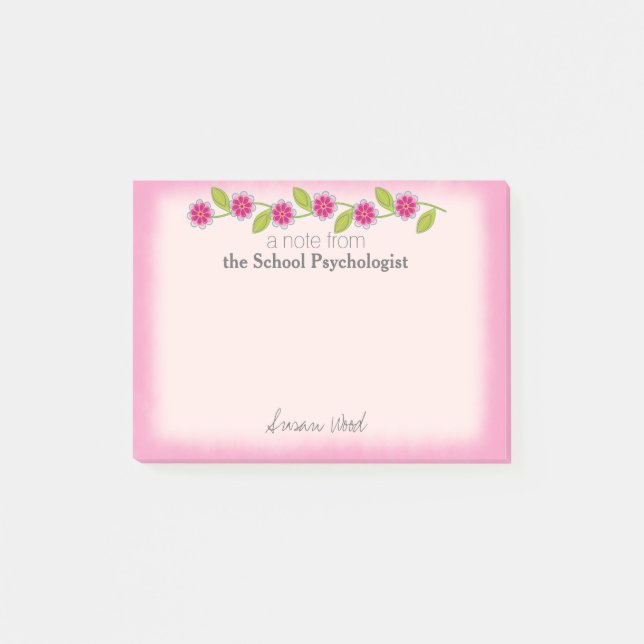 Kundenspezifische rosa BlumenschulePsych Post-it Klebezettel (Vorderseite)