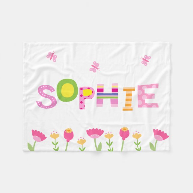 Kundenspezifische rosa Schmetterlinge, Blumen der Fleecedecke (Vorderseite (Horizontal))