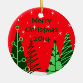 Kundenspezifische rote Weihnachtsbaum-Verzierung Keramikornament