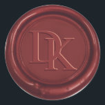 Kundenspezifische Runder Aufkleber<br><div class="desc">Kundenspezifische Wachs-Siegel-Wein-Rot-Monogramm-Hochzeits-Aufkleber.</div>