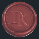 Kundenspezifische Runder Aufkleber<br><div class="desc">Kundenspezifische Wachs-Siegel-Wein-Rot-Monogramm-Hochzeits-Aufkleber.</div>