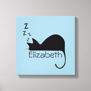 Kundenspezifische Schlafenkatzen-Silhouette Leinwanddruck