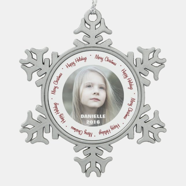 Kundenspezifische Schneeflocken Zinn-Ornament (Vorderseite)