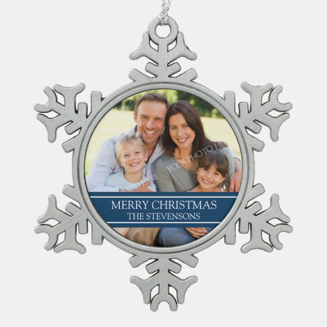 Kundenspezifische Schneeflocken Zinn-Ornament (Vorderseite)