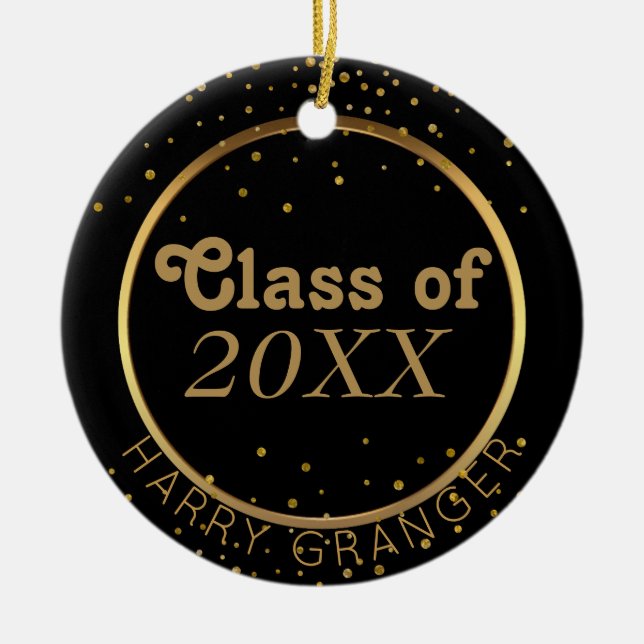 Kundenspezifische schwarze GoldAbschluss-Klasse Keramik Ornament (Vorne)