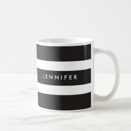 Kundenspezifische schwarze u. weiße gestreifte kaffeetasse