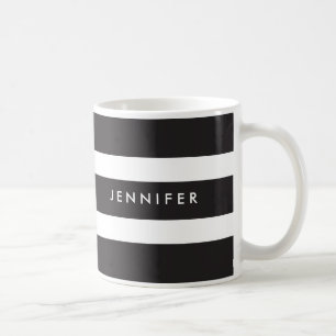 Kundenspezifische schwarze u. weiße gestreifte kaffeetasse