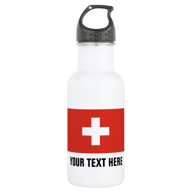 Kundenspezifische Schweizer Flaggenwasserflaschen Trinkflasche (Vorderseite)