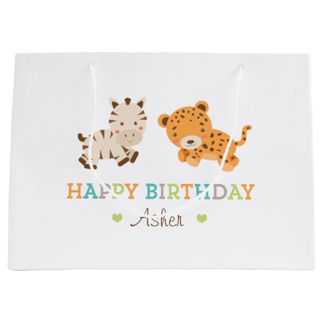 Kundenspezifische süße Safari-Geschenk-Tasche Große Geschenktüte (Vorderseite)