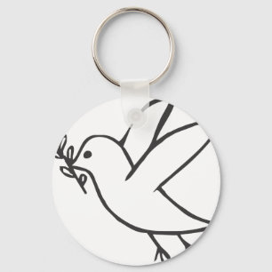 Kundenspezifische Taube des Friedensskizze-Logos Schlüsselanhänger