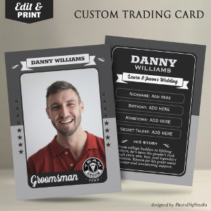 Kundenspezifische Team Groom Trading Card, Trauzeu Telefonnummerkarte