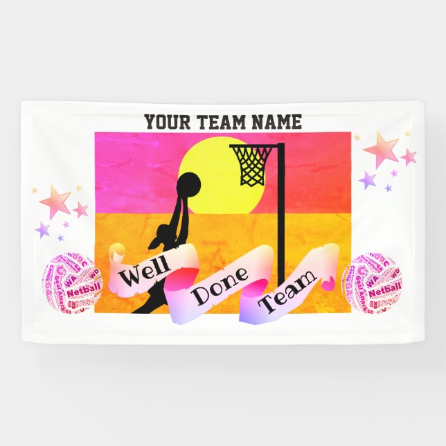 Kundenspezifische Team-Namenetball-Fahne Banner (Horizontal)