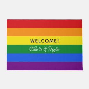 Kundenspezifische Text Regenbogen-Flaggentürmatte Fußmatte