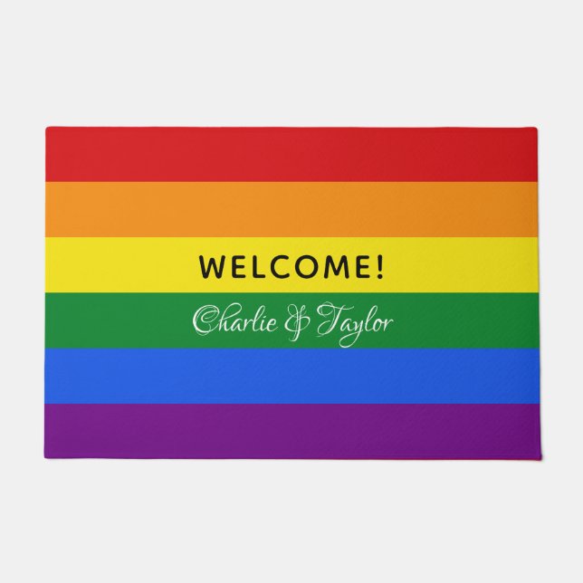 Kundenspezifische Text Regenbogen-Flaggentürmatten Fußmatte (Vorderseite)