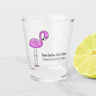 Kundenspezifische Text Rosa-Flamingo-Schnapsglas Schnapsglas