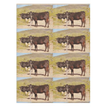 Kundenspezifische Tischdecke "Brown-Kühe im Chrom