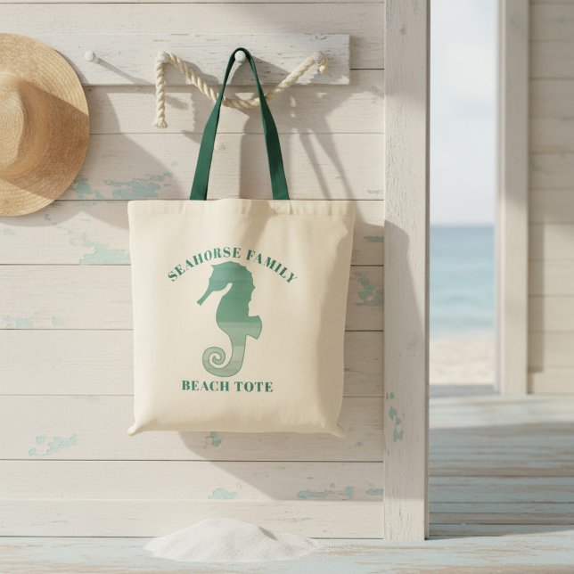 Kundenspezifische Tragetasche (Feel the sand under your toes! Add your name to this seahorse tote bag)