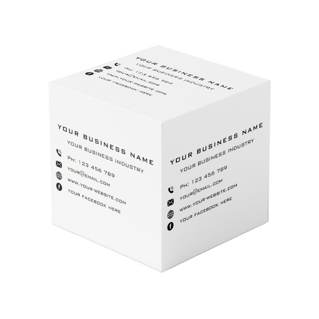 Kundenspezifische Unternehmenswerbung für Ihr Busi Würfel (Vorderseite Schrägansicht)