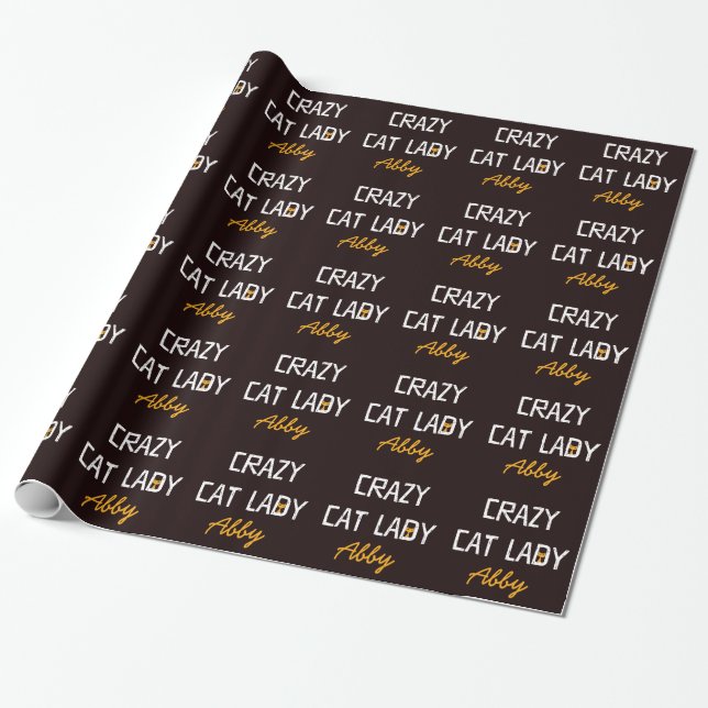 Kundenspezifische verrückte Katzen-Dame Geschenkpapier (Ungerollt)