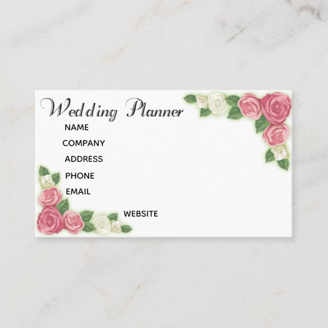 Kundenspezifische Visitenkarte für Hochzeitsplaner (Vorderseite)