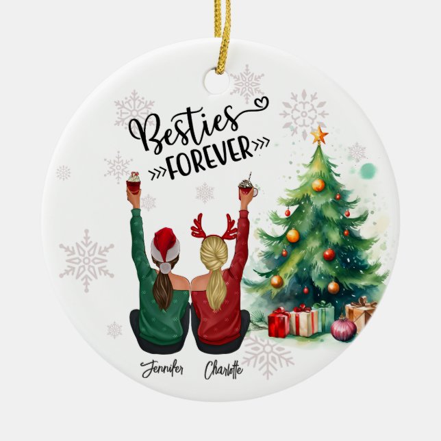 Kundenspezifische Weihnachtsgeschenke 2024 Keramik Ornament (Vorne)
