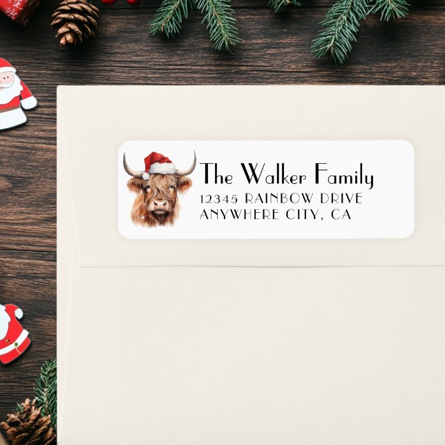 Kundenspezifische Weihnachtskuh mit Weihnachtsmann (Christmas Cow Label Sticker)
