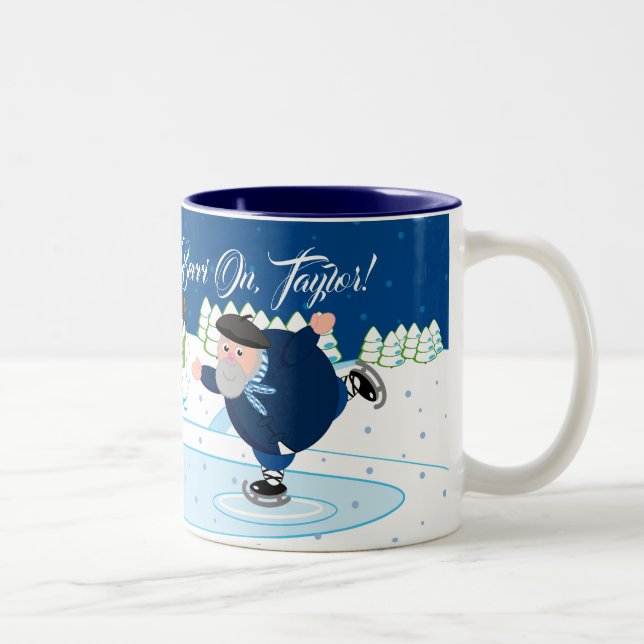 Kundenspezifische Weihnachtsszene, Olentzero Zweifarbige Tasse (Rechts)