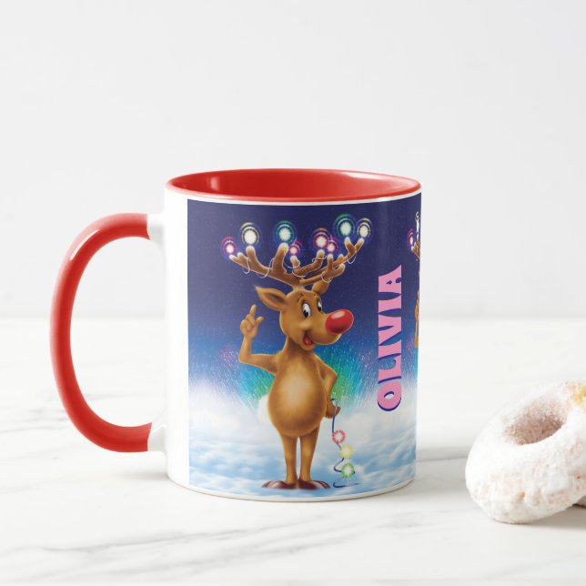 Kundenspezifische WeihnachtsTasse, -rudolph und Tasse (Mit Donut)