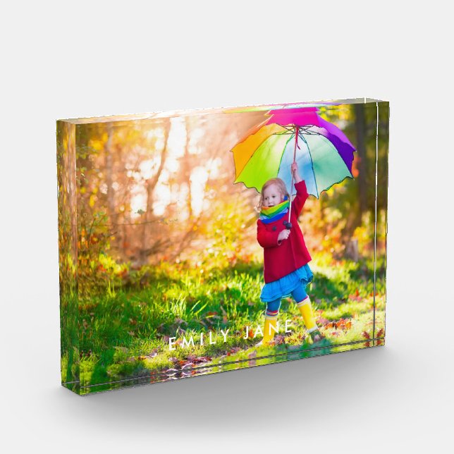 Kundenspezifische weiße Text-Überlagerung des Fotoblock (Links)