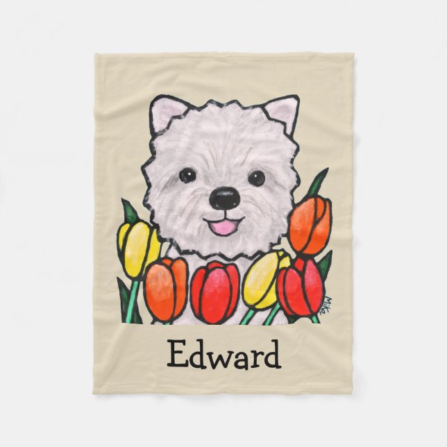 Kundenspezifische Westie Hundbaby-Decken-Namedecke Fleecedecke (Vorderseite)