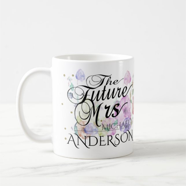 Kundenspezifische zukünftige Frau Calligraphy Kaffeetasse (Links)