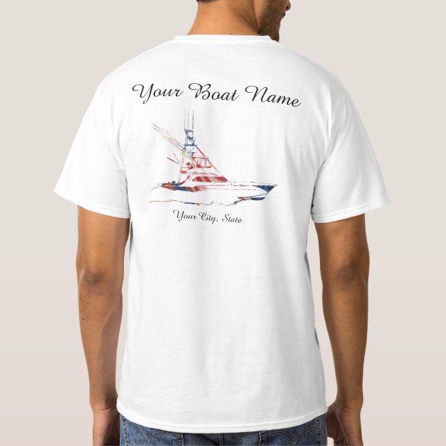Kundenspezifischer Boots-Namen-patriotisches T-Shirt (Rückseite)