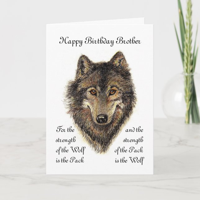 Kundenspezifischer Bruder-Geburtstag - Wolf-und Karte (Vorderseite)