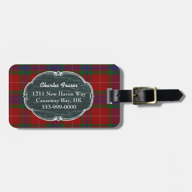 Kundenspezifischer Clan Fraser Tartan-karierter Gepäckanhänger (Vorderseite horizontal)