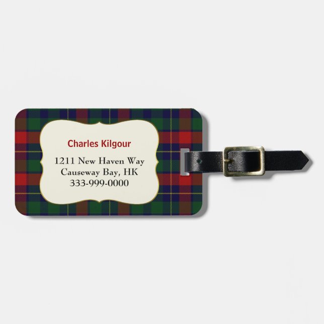 Kundenspezifischer Clan Kilgour Tartan-karierter Gepäckanhänger (Vorderseite horizontal)