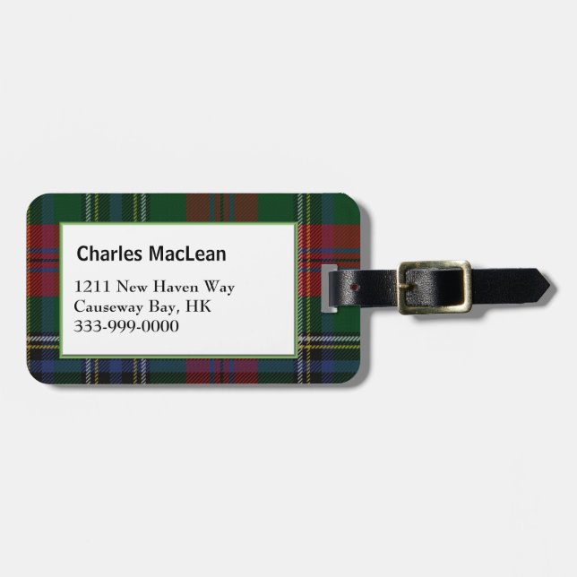 Kundenspezifischer Clan MacLean Tartan-karierter Gepäckanhänger (Vorderseite horizontal)