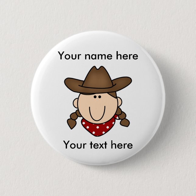 KUNDENSPEZIFISCHER COWGIRL-BROWN-Knopf Button (Vorderseite)
