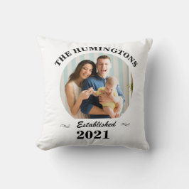 Kundenspezifischer Familienname, Foto und Jahr fes Kissen
