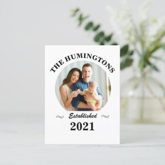 Kundenspezifischer Familienname, Foto und Jahr fes Postkarte
