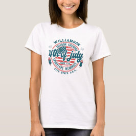 Kundenspezifischer Familienname Staat Lage 4. Juli T-Shirt