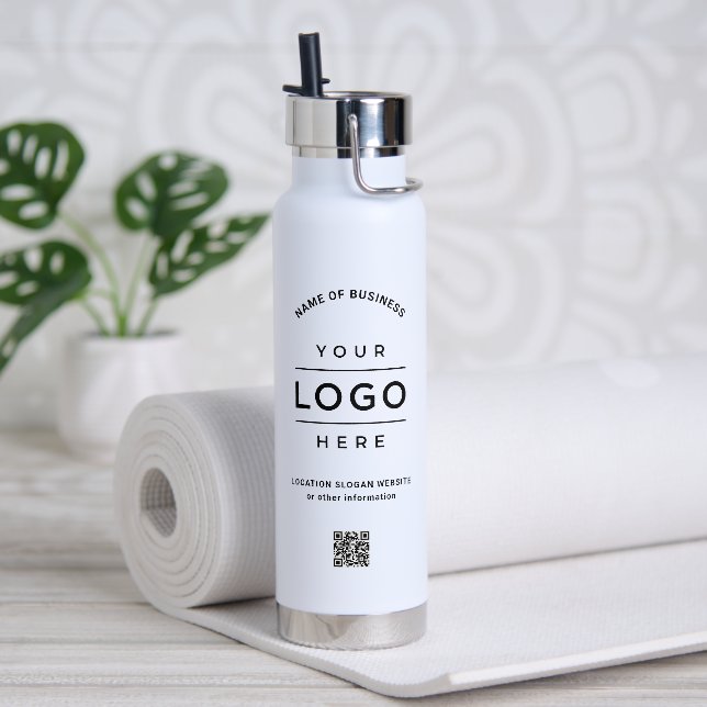 Kundenspezifischer Firmenname QR-Code Logo Weiße M Trinkflasche (Yoga)