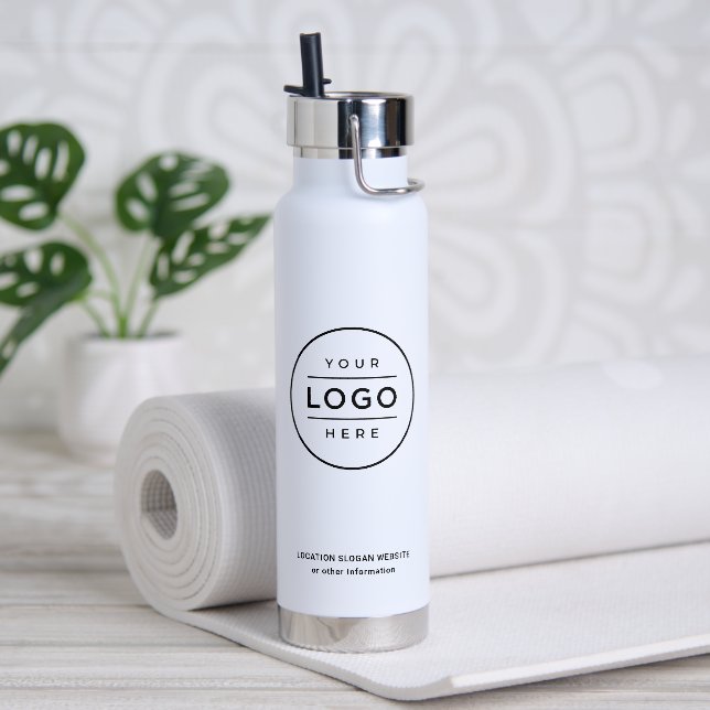Kundenspezifischer Firmenname und Logo Weiß Trinkflasche (Yoga)