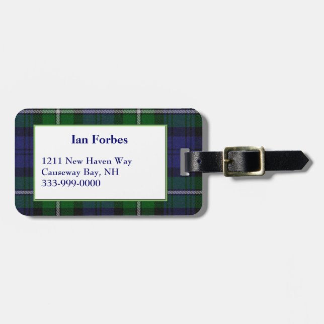 Kundenspezifischer Forbes Tartan-karierter Gepäckanhänger (Vorderseite horizontal)
