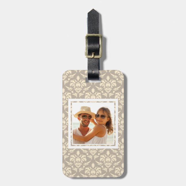 Kundenspezifischer Foto-Damast 2 Gepäckanhänger (Vorderseite vertikal)